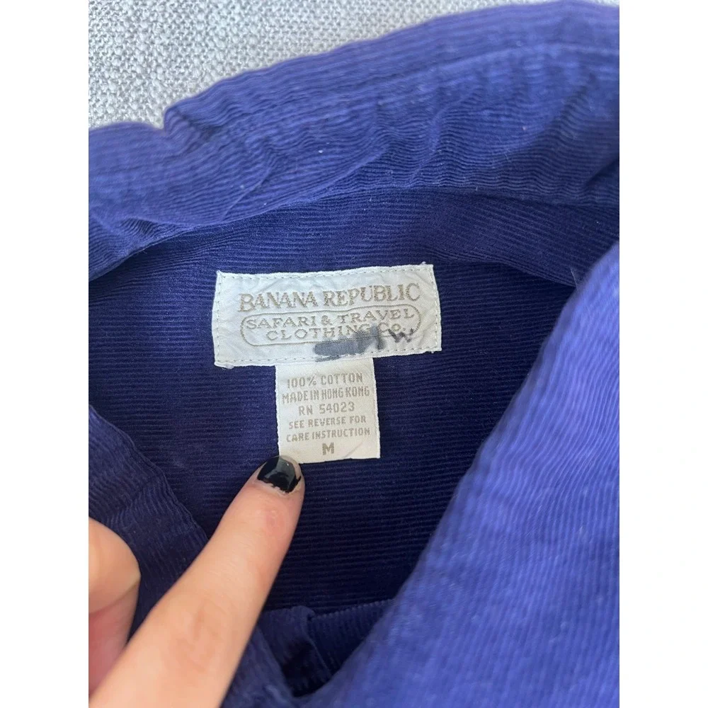 Vintage Banana Republic Corduroy Shirt Mens M Purple Long Sleeve Button Down